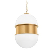 Koule - HVLG 272-42-CE Závěsné svítidlo BROOMLEY mosaz/sklo mosaz/opál E27 2x8W - HUDSON VALLEY (Corbettt)