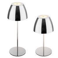 Stolní lampy dekorační - BRILO 7522118 Serina LED bezdrátová stolní lampička IP44, stmívatelná, dotykový vypínač, chrom - BRILO