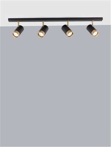 Bodová - NV 9111436 Bodové svítidlo POGNO černá a zlatý hliník GU10 4x10W IP20 220-240V bez žárovky - NOVA LUCE - foto 1