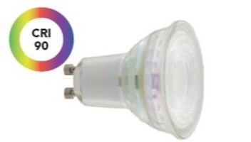 GU10/GZ10 - FAN KLASSIC-GU10V-4F-RA Žárovka LED GU10 sklo, 5W, 550 lm, 6500 K, 120 °, 50 x 54 mm, 15 000 h, CRI 90 - FANEUROPE