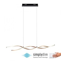 Podélná - PN 9142-18 POLINA LED závěsné svítidlo černá zlatá stmívatelné nastavitelná výška zakřivené SimplyDim 3000K - PAUL NEUHAUS