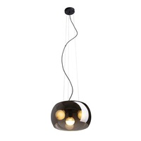 Dekorativní - RED R14136 AMANDA závěsná matná černá kouřové sklo 230V E27 3x15W - RED - DESIGN RENDL