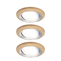 Kruhová - P 92239 LED vestavné svítidlo Lanati 3ks sada kruhové 84mm 30° Coin 3x6W 230V 2700K dub/hliník broušený - PAULMANN