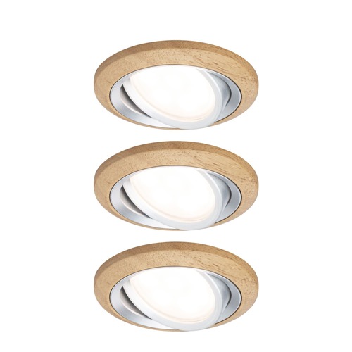 Kruhová - P 92239 LED vestavné svítidlo Lanati 3ks sada kruhové 84mm 30° Coin 3x6W 230V 2700K dub/hliník broušený - PAULMANN - foto 1