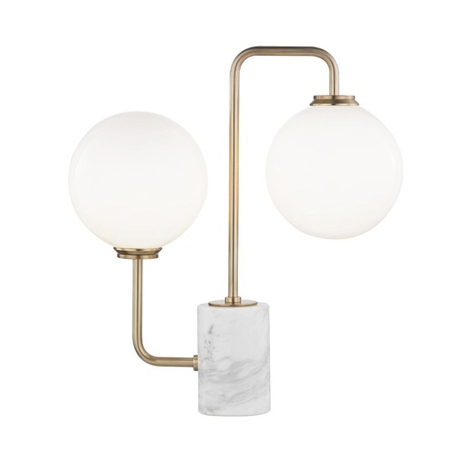 Stolní lampy dekorační - HVLG HL170201-AGB-CE Stolní lampa MIA ocel/sklo staromosaz/bílá G9 2x6W - HUDSON VALLEY (Mitzi) - foto 1