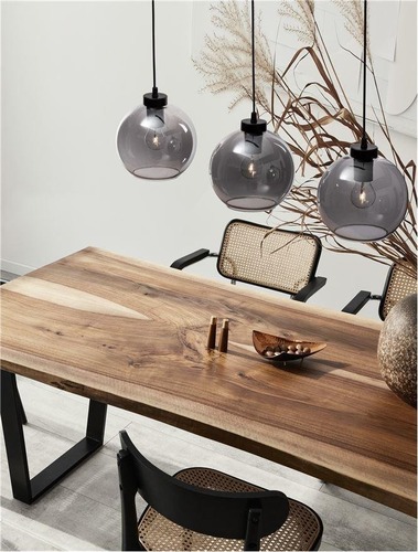 Podélná - NV 9241150 Závěsné svítidlo PALMER kouřové sklo černý kabel černá kovová základna E27 3x12W 230V IP20 bez žárovky - NOVA LUCE - foto 1