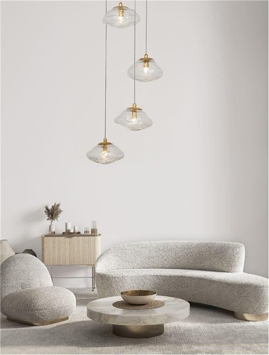 Vícečetná - NV 9006049 Závěsné svítidlo KING mosazný zlatý kov foukané čiré sklo G9 3x5W 230V IP20 bez žárovky - NOVA LUCE - foto 1