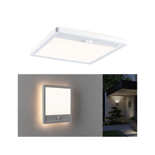 Nástěnná - P 94663 LED venkovní panel Lamina vč. pohybové čidlo IP44 hranaté 250x250mm 3000K 14,5W 230V bílá umělá hmota - PAULMANN - foto 1