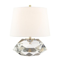 Stolní lampy dekorační - HVLG L1038-AGB-CE Stolní lampa HENLEY křišťál/textil staromosaz/bílá E27 1x40W - HUDSON VALLEY