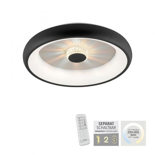 Kruhová - LD 14384-18 VERTIGO LED stropní svítidlo černá 50x50 kruhové křišťálový efekt stmívatelné CCT 2700-5000K - LEUCHTEN DIREKT / JUST LIGHT - foto 1