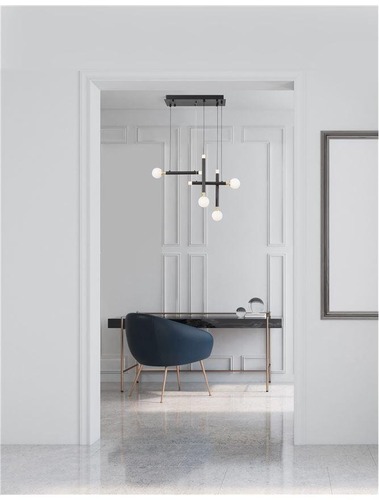 Podélná - NV 9157904 Závěsné svítidlo CAYO opálové sklo a akryl mosaz a černý hliník LED 20W 230V 3000K IP20 - NOVA LUCE - foto 1