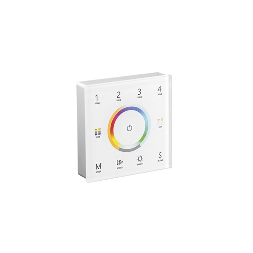 Ovladače - FAN RF-WALLPAD-5CH Nástěnný ovladač RF 2,4 GHz RGB/RGBW/RGB+CCT 4 zóny 5 kanálů, 8,6 x 8,6 x 3,6 cm - FANEUROPE - foto 1
