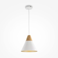 Kónická - M P359-PL-01-W Závěsné svítidlo Bicones E27 60W bílá kov/dřevo - MAYTONI