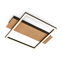 Hranatá - BRILO 3909014 Kada LED stropní svítidlo, dekor dřeva, teple bílé světlo, hranaté 34x26 cm, černá/dřevo - BRILO