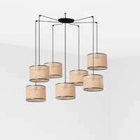 Válec - FARO 64314-48-7L MAMBO závěsné svítidlo, černá/ratan, pr.320 7L - FARO