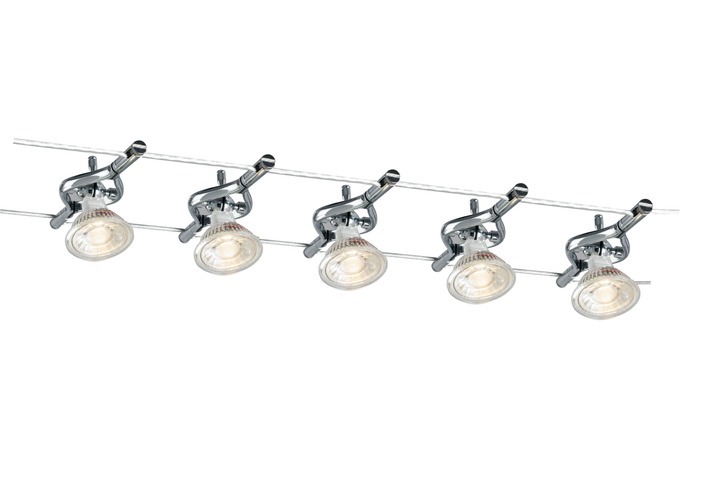 Svítidla - FAN LED-METRO-5 Lankový systém SISTEMA CAVI TESI Metro chrom 5 x MR16 max 9 W driver vč. 5 m - FANEUROPE - foto 1