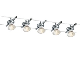 Svítidla - FAN LED-METRO-5 Lankový systém SISTEMA CAVI TESI Metro chrom 5 x MR16 max 9 W driver vč. 5 m - FANEUROPE
