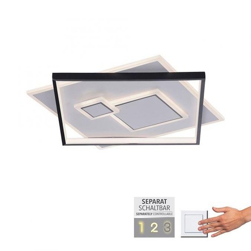 Hranatá - PN 6390-16 MAILAK LED stropní svítidlo hranaté černá/bílá, přepínatelné teple bílé světlo 3000K - PAUL NEUHAUS - foto 1