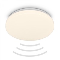 Kruhová - BRILO 3827016 BRILONER Walk LED stropní svítidlo IP54, 3m dosah čidla, pohybové čidlo bílé 3827016