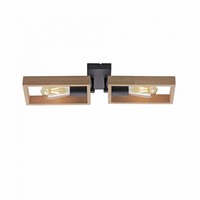 Hranatá - LD 15657-18 FRANKY LED stropní svítidlo, černá, dřevěný rám, kov, 2 ramenné stropní svítidlo - LEUCHTEN DIREKT / JUST LIGHT