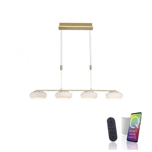 Podélná - PN 2079-60 Q ETIENNE závěsné svítidlo Smart Home, mosaz, podlouhlé, 4 ramenné ZigBee 2700-5000K - PAUL NEUHAUS - foto 1