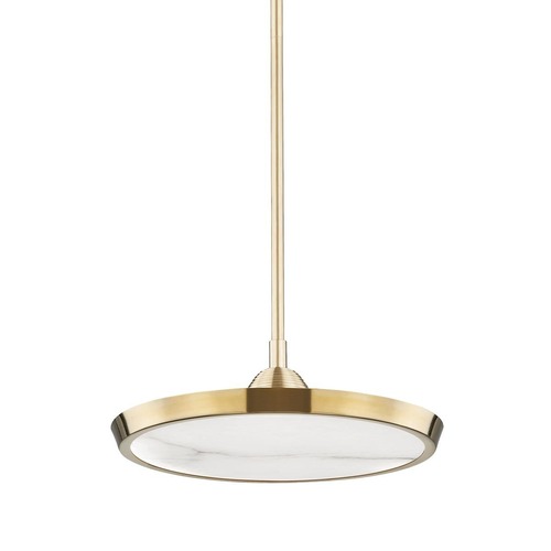 Kruhová - HVLG 3616-AGB-CE Závěsné svítidlo DRAPER mosaz/alabastr staromosaz/bílá LED 35W 2700K stmívatelné - HUDSON VALLEY - foto 1