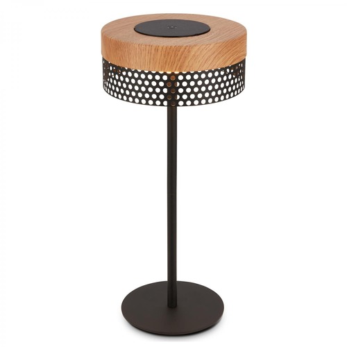 Stolní lampy dekorační - BRILO 7576014 Booha stolní lampa - 2,5W, 300lm, bezdrátová, IP44, LED, stmívatelná, teplá bílá, černá/dřevo - BRILO - foto 1