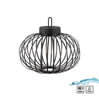 Na stůl - LD 19304-18 AKUBA LED stolní lampa průměr 36cm černá na baterie USB IP44 stmívatelné dotykem 2700K - JUST LIGHT