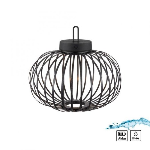 Na stůl - LD 19304-18 AKUBA LED stolní lampa průměr 36cm černá na baterie USB IP44 stmívatelné dotykem 2700K - JUST LIGHT - foto 1