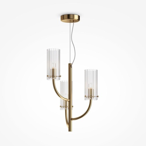 Dekorativní - M MOD223PL-03BS Závěsné svítidlo Arco 3x40W mosaz sklo designové - MAYTONI - foto 1