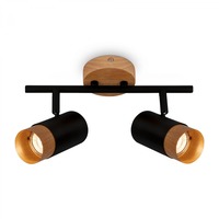 Bodová - BRI 2144025 BRILONER Plek nástěnné svítidlo, nastavitelné, dřevo, 2-ramenné, černé 2144025