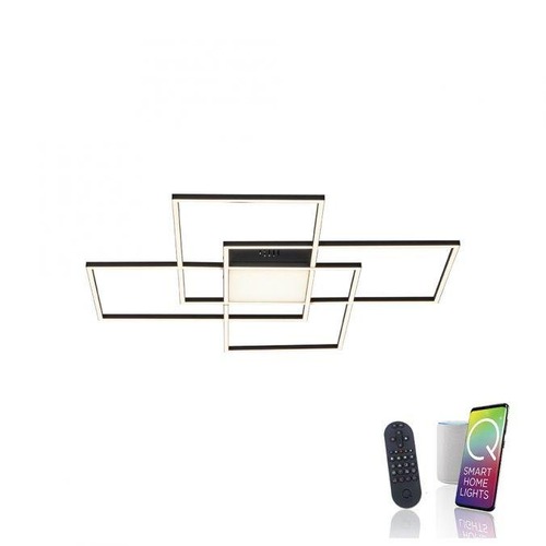 Hranatá - PN 6073-18 Paul Neuhaus Q-Asmin LED stropní svítidlo Smart Home 80x80 černá ZigBee 2700-5000K - PAUL NEUHAUS - foto 1