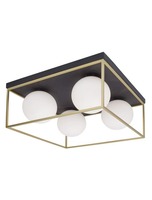 Hranatá - NV 9206403 Stropní svítidlo JULIET mosaz a černý kov bílé opálové sklo E14 4x12W IP20 bez žárovky - NOVA LUCE