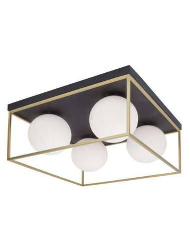Hranatá - NV 9206403 Stropní svítidlo JULIET mosaz a černý kov bílé opálové sklo E14 4x12W IP20 bez žárovky - NOVA LUCE - foto 1