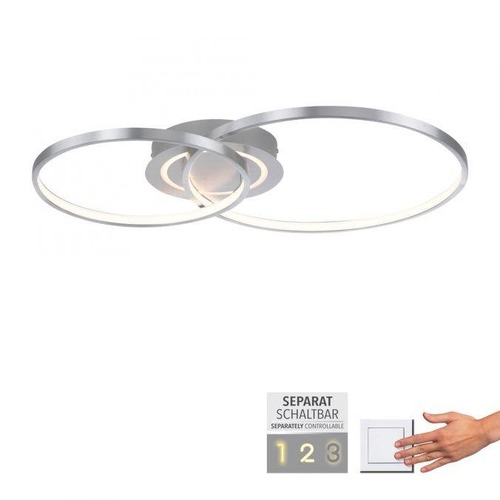 Kruhová - LD 14540-95 ASMINA LED stropní svítidlo hliník otočné světelné kruhy samostatně vypínatelné 3000K - LEUCHTEN DIREKT / JUST LIGHT - foto 1