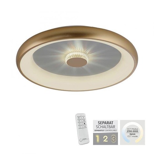 Kruhová - LD 14386-60 VERTIGO LED stropní svítidlo matná mosaz 61x61 kruhové křišťálový efekt stmívatelné CCT 2700-5000K - LEUCHTEN DIREKT / JUST LIGHT - foto 1