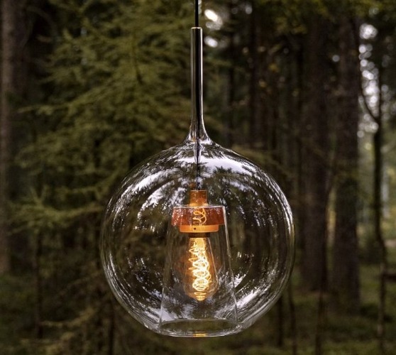 Dekorativní - YD EL-S-SPA-E27/CCB Závěsné svítidlo Element Easy Space Sphere Small| bílý lak, černá patice, foukané sklo čiré - YOURDESIGN - foto 1
