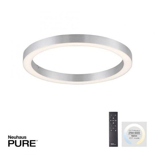 Kruhová - PN 6309-95 Paul Neuhaus LED stropní svítidlo PURE-LINES 50x50 CCT dálkový ovladač 2700-5000K hliník - PAUL NEUHAUS - foto 1