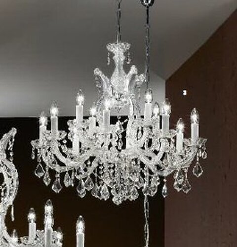 Vícečetná - OR LU 2391/8+4 STŘÍ Závěsné svítidlo 12x40W E14 stříbro/křišťál, průměr 75cm - ORION - foto 1