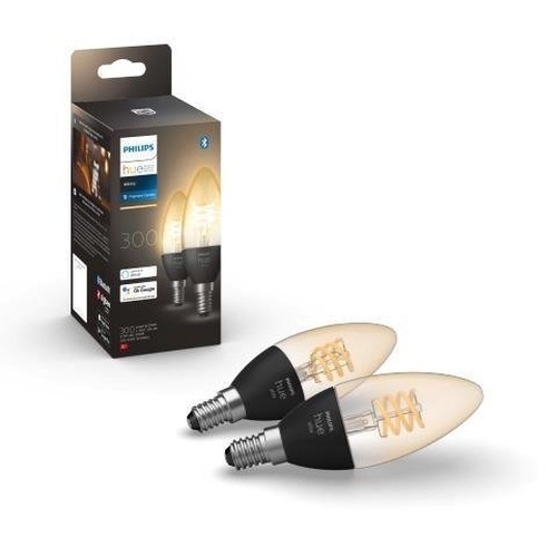 SmartHome Paul Neuhaus - PH 8719514302211 Hue Bluetooth LED White set 2ks filamentových žárovek Philips svíčka 8719514302211 E14 4,5W 300lm 2100K černé, stmívatelné - PHILIPS (929002479502) - foto 1