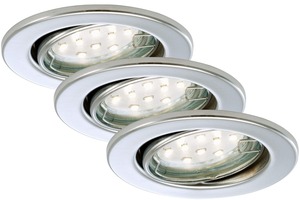 Kruhová - BRI 7225-038 3ks sada LED vestavné svítidlo, pr. 8,6 cm, 3 W, chrom - BRILONER