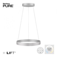 Kruhová - PN 2561-95 Paul Neuhaus LED závěsné svítidlo PURE-E-CLIPSE elektricky nastavitelná výška 2700-5000K šedá - PAUL NEUHAUS