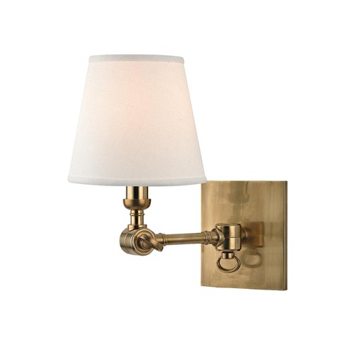 Dekorativní - HVLG 6231-AGB-CEX VÝPRODEJ VZORKU - Nástěnné svítidlo HILLSDALE mosaz/textil staromosaz/bílá E14 1x40W - HUDSON VALLEY - foto 1