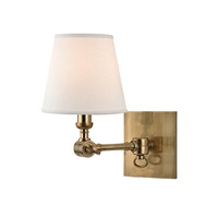 Dekorativní - HVLG 6231-AGB-CEX VÝPRODEJ VZORKU - Nástěnné svítidlo HILLSDALE mosaz/textil staromosaz/bílá E14 1x40W - HUDSON VALLEY