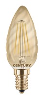 E14 - CEN INVTOR-041422 LED FILAMENT SVÍČKA TWIST EPOCA 4W E14 2200K 320Lm 360d 35x97mm IP20  - CENTURY