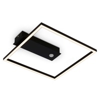 Hranatá - BRILO 3770015 LED stropní svítidlo se senzorem a časovačem 32cm 14W 1400lm černá - BRILONER