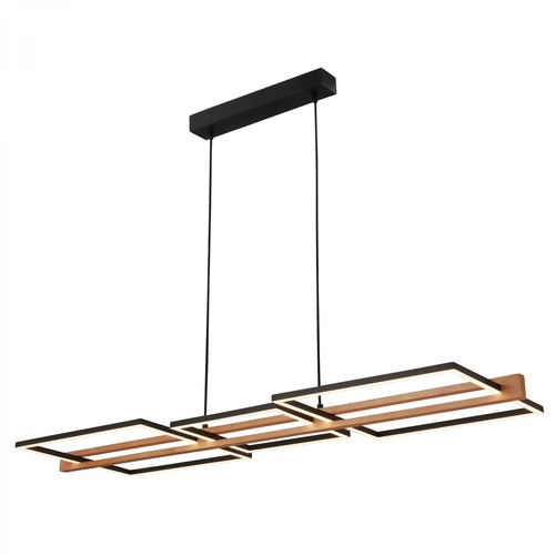 Hranatá - BRI 4842014 Moldura LED závěsné svítidlo, dekor dřeva, stmívatelné, teplá bílá, černá - BRILONER - foto 1