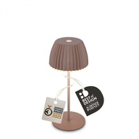 Stolní lampy dekorační - BRILO 7552010 Nabíjecí stolní lampa Riffle Mini - 20 cm, 1,5W, 150lm, LED, stmívatelné, dotykový vypínač, hnědé - BRILO