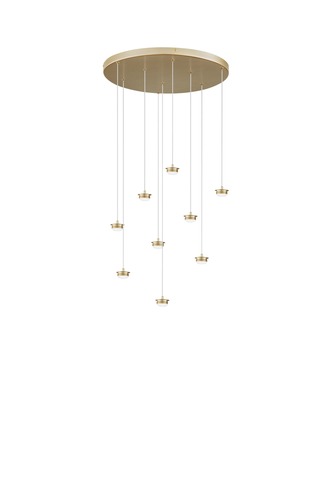 Sestavte si sami - FAN LED-BASE-S-R9-ORO Konstrukce zlatá kovová závěsná konstrukce s integrovaným LED světelným bodem 27 W, průměr 60 cm x výška 192,5 cm, nastavitelný - FANEUROPE - foto 1