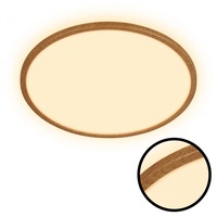 Kruhová - BRILO 7451314 BRILONER Tava Wood LED stropní svítidlo, přímé a nepřímé osvětlení, ploché, imitace dřeva, kruhové 42 cm 7451314